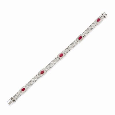 Bracciale in oro bianco 18k con rubini e diamanti