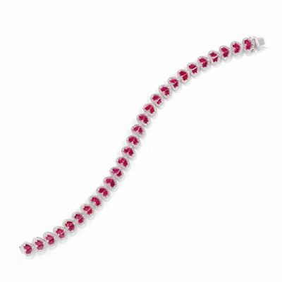 Bracciale in oro bianco 18k con rubini e diamanti