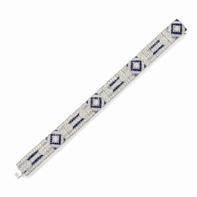 Bracciale in oro bianco 18k con zaffiri e diamanti
