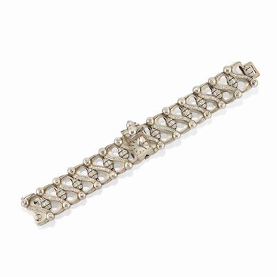 Bracciale con orologio in oro bianco 18k e platino
