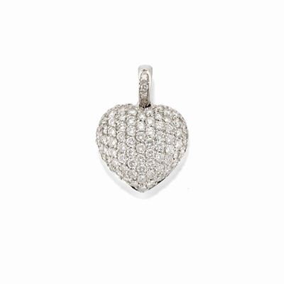 Pendente a cuore in oro bianco 18k decorato con diamanti