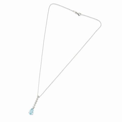 Collana in oro bianco 18k con acquamarina e diamanti