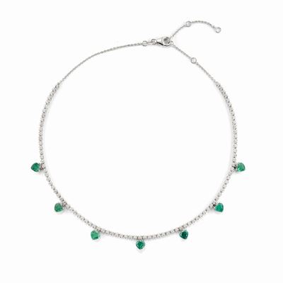 Collana con smeraldi e diamanti, oro bianco 18k