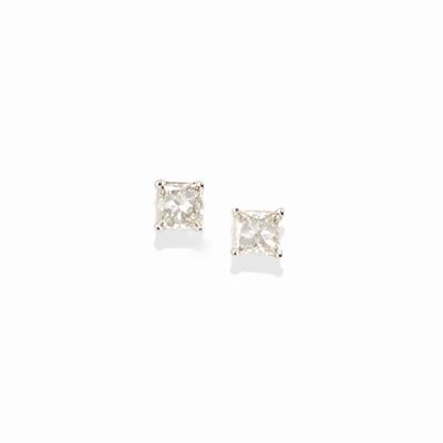 Orecchini con diamanti, oro bianco 18k