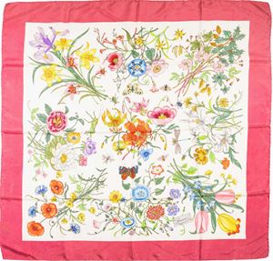 Flora silk twill scarf