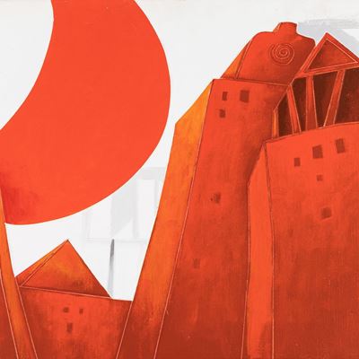 Città italiana, acrilici su tela