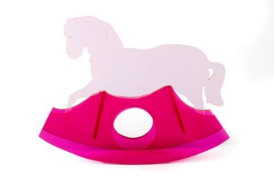 Cavallino a dondolo, metacrilati colorati trasparenti, esemplare unico