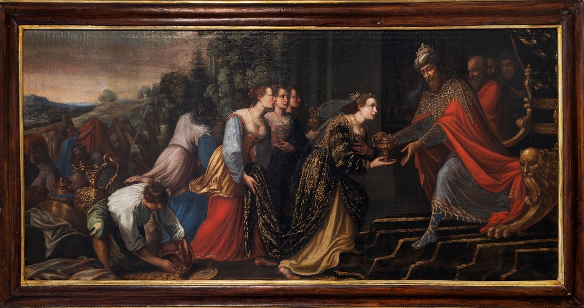 Pittore Nordico Attivo a Roma, Inizi Secolo XVII - Incontro tra Salomone e la Regina di Saba