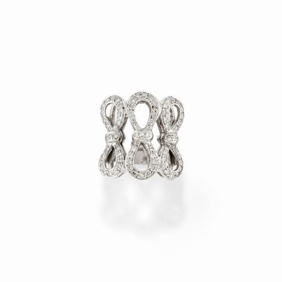 Anello con diamanti, oro bianco 18k