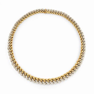 Collana con diamanti, oro bicolore 18k