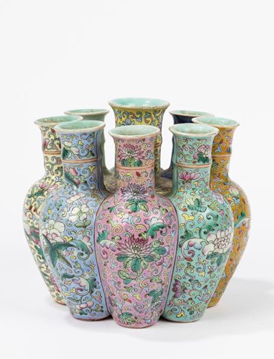 Vaso congiunto in porcellana Famiglia Rosa, Cina, Periodo della Repubblica (1912-1949)
