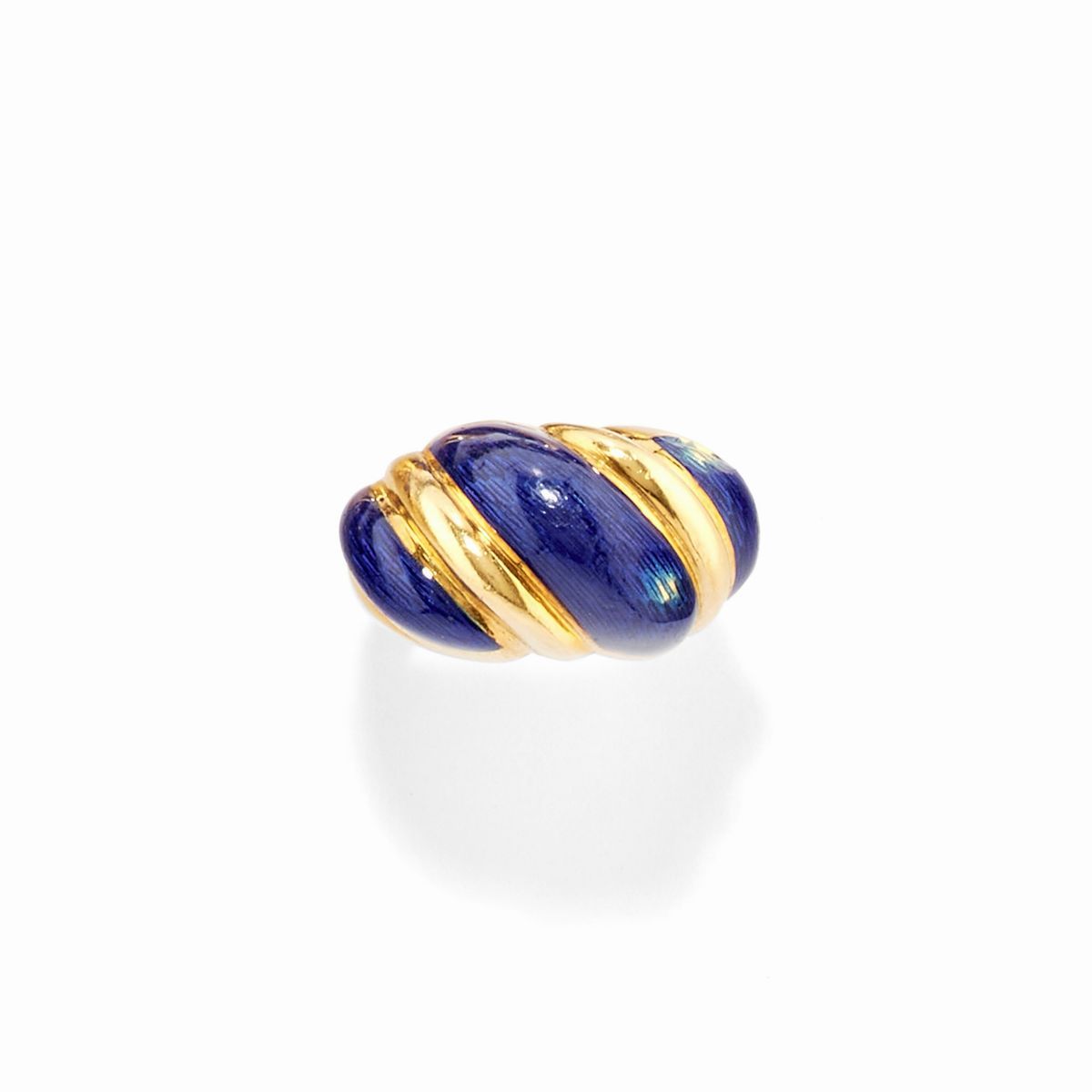 Bracciale e anello in oro giallo 18k con smalto blu