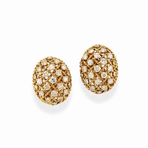 A 18k two-color gold and diamond earrings, Cartier, with box