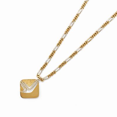 Collana in oro bicolore 18k con pendente stilizzato
