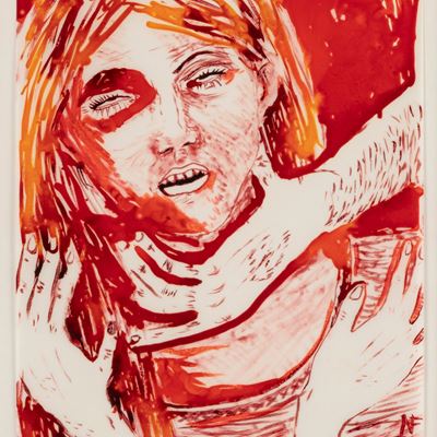 Strangulation, inchiostro su carta da lucido