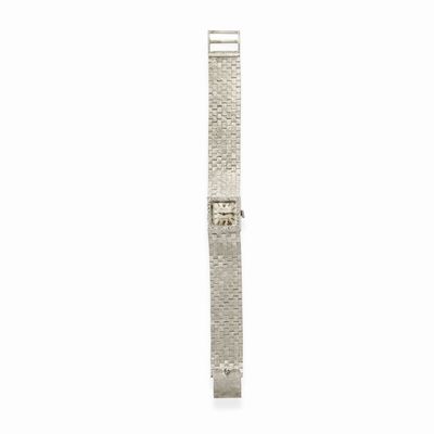 Orologio in oro bianco 18k, quadrante chiaro con lunetta in diamante