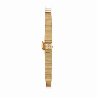Orologio in oro giallo 18k, quadrante chiaro con indici arabi