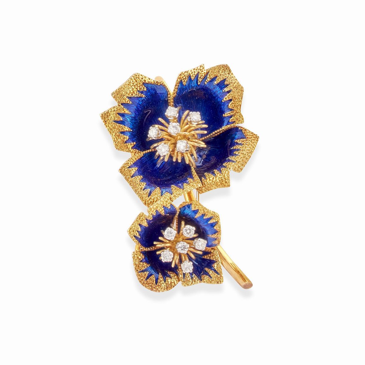 Cartier - Demi parure in smalto blu, oro giallo 18k e platino, 1960 circa