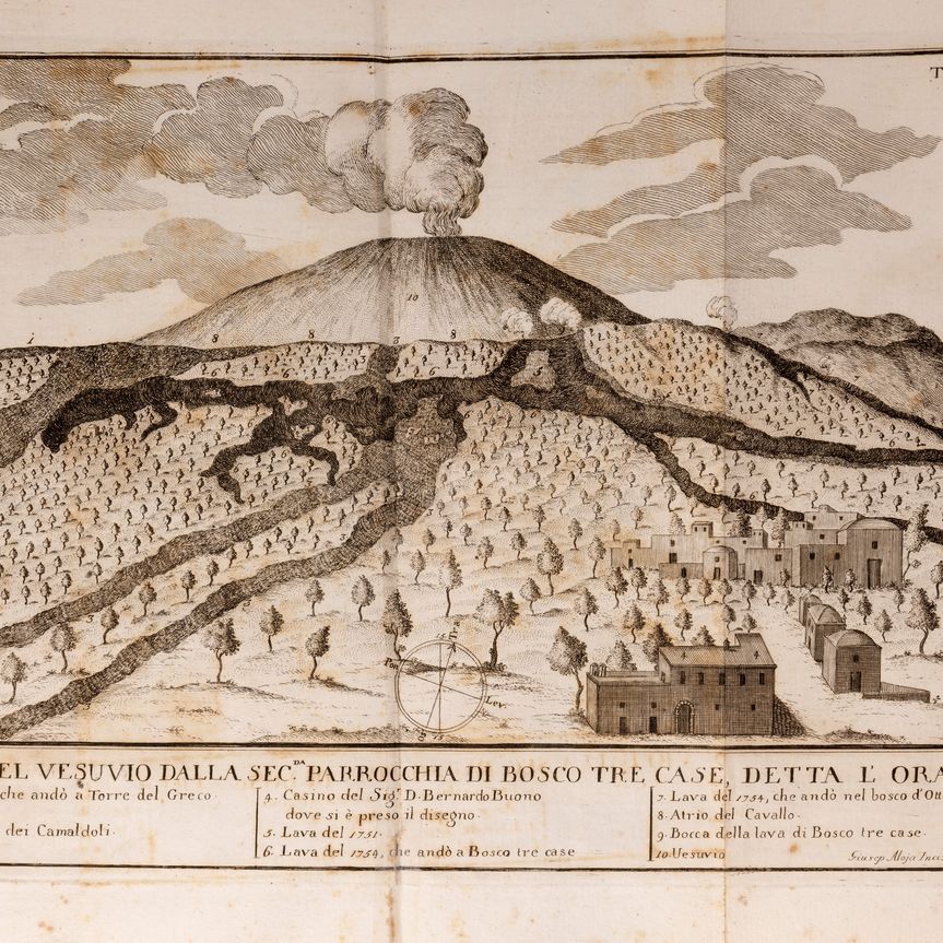 Giovanni Maria della Torre - Storia e fenomeni del Vesuvio, 1755, prima edizione con 8 tavole inc...