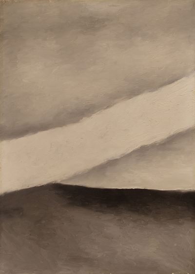 Striscia bianca nel cielo, olio su tela, 1966