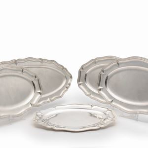 Five silver tray, 20th Century