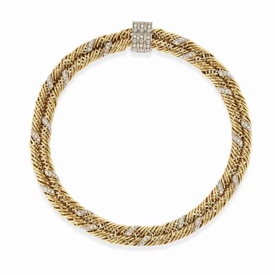 Girocollo in oro bicolore 18k con diamanti taglio brillante
