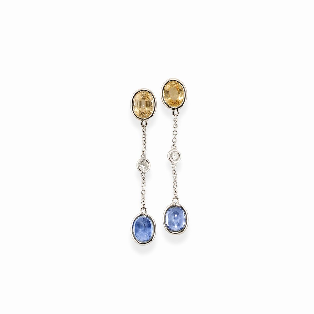 Faraone, Demi parure in oro bianco 18k con zaffiri e diamanti
