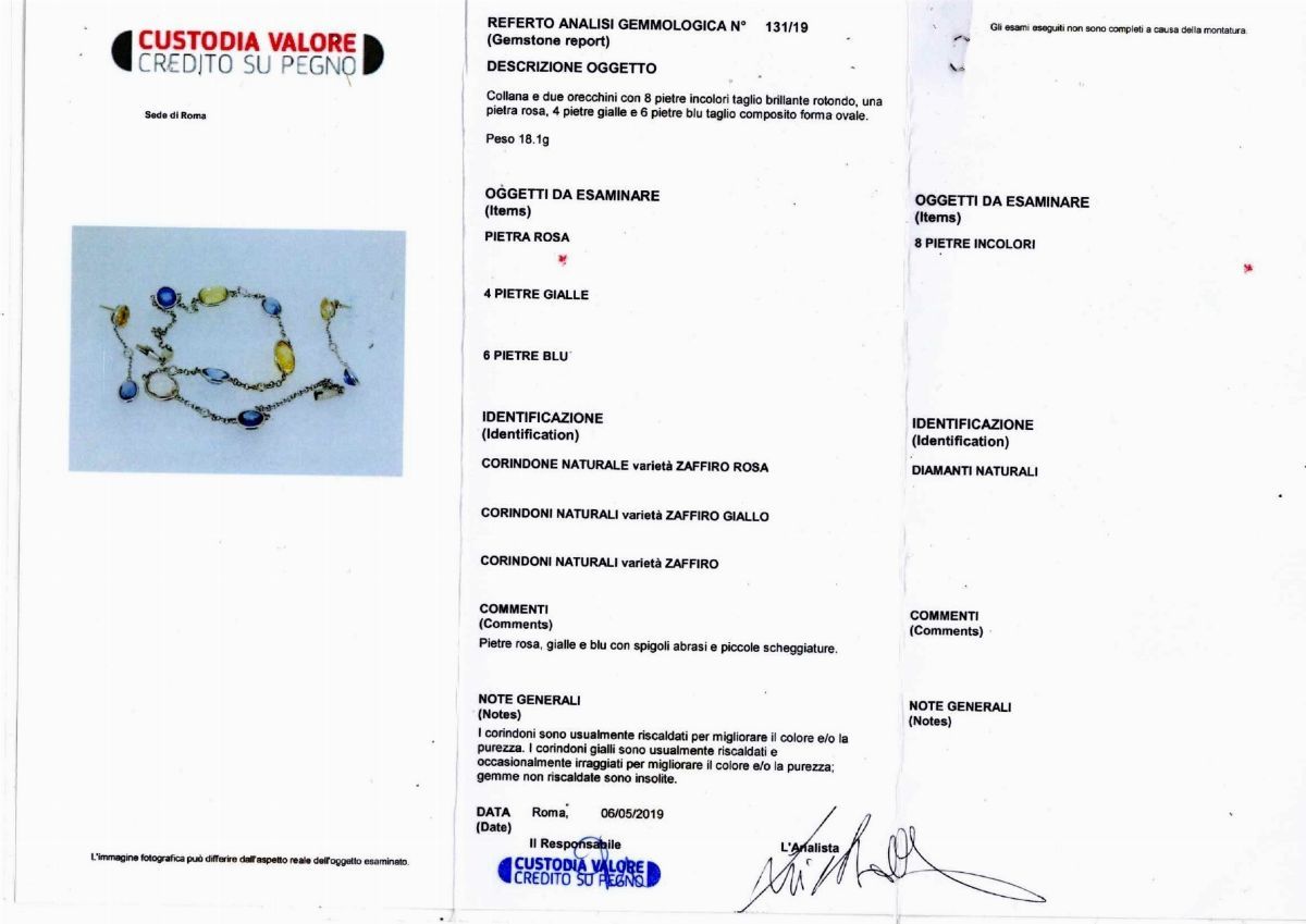 Faraone, Demi parure in oro bianco 18k con zaffiri e diamanti