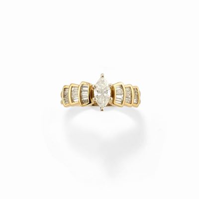 Anello in oro giallo 18k con diamanti, ct 1,30
