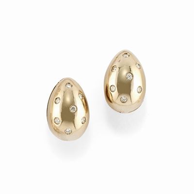 Orecchini a goccia in oro bicolore 18k con diamanti