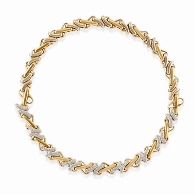 Girocollo in oro bicolore 18k con diamanti taglio brillante