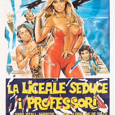 Senza titolo (La liceale seduce il professore), décollage applicato su tela