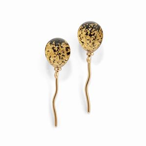 A 18k yellow gold, rock crystal, jade and gold leaf earrings, Vhernier, "Balloon" collection