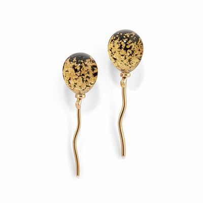 Orecchini in oro giallo 18k con cristallo di rocca e giada nera
