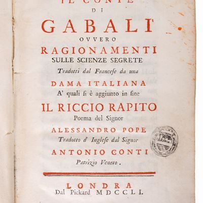 Il Conte di Gabali: Ragionamenti sulle scienze segrete, prima edizione italiana