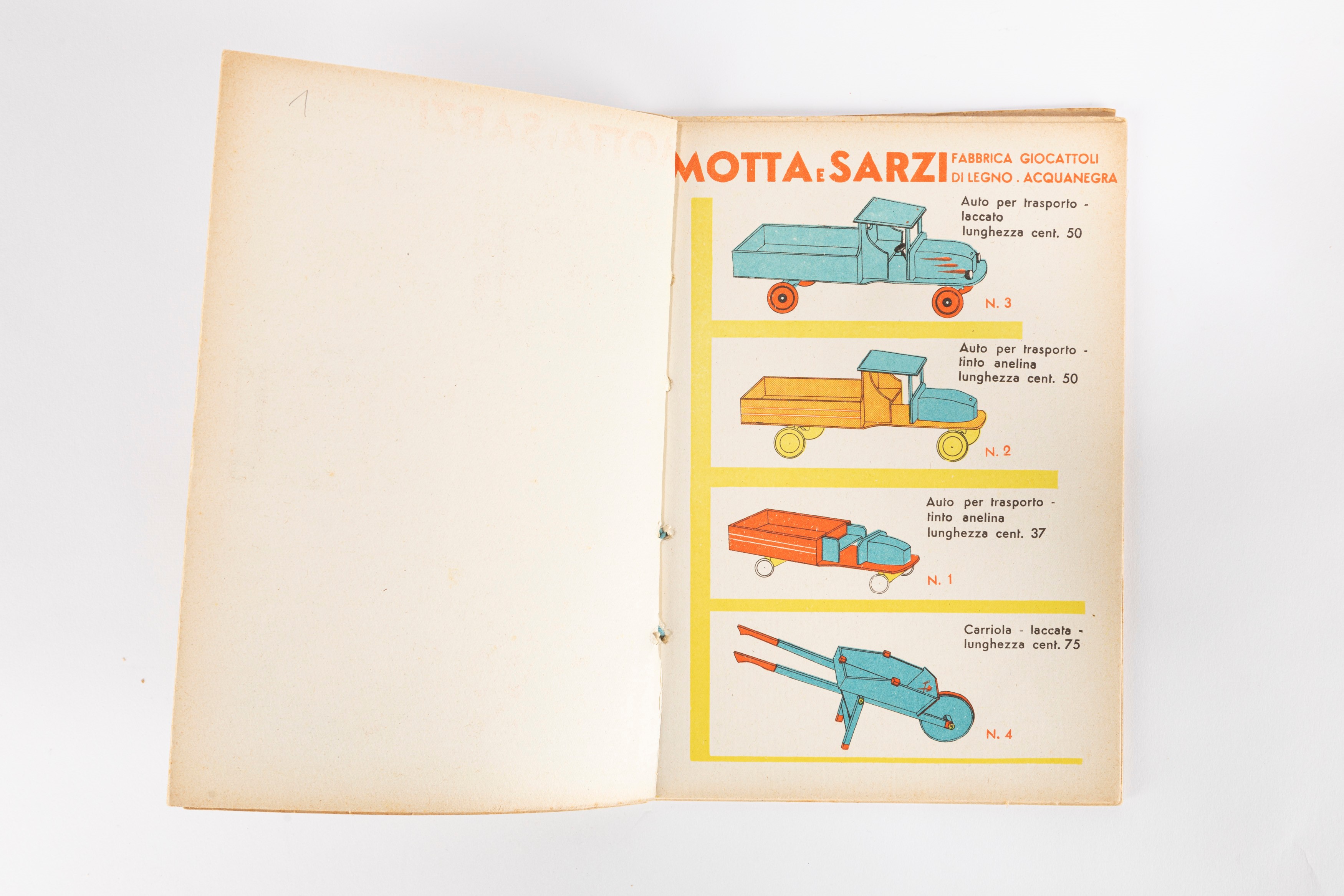 Motta e Sarzi, Catalogo della Fabbrica Giocattoli di Legno