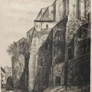 Luigi Rossini  - Veduta degl' Avanzi della Rupe Tarpeja _ rivestita di Case moderne, della parte posteriore del Campidoglio Romano, A. Rupe Tarteja