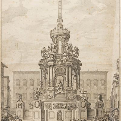 Incisione di un Tempio dedicato all'unione di Amore ed Imeneo, 1745