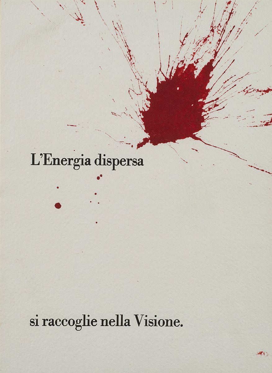 Ugo Carrega - L'energia dispersa risolve nella visione - tecnica mista su cartoncino