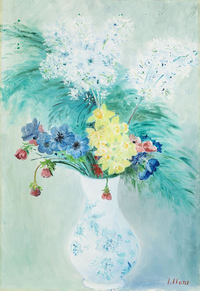 Fiori in primavera, olio su tela