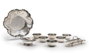 Nine silver table objects, Italy 20th Century