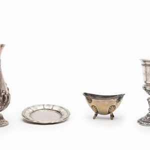 Four silver objects, 20th Century