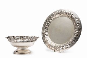 A silver dish and centerpiece, 20th Century
