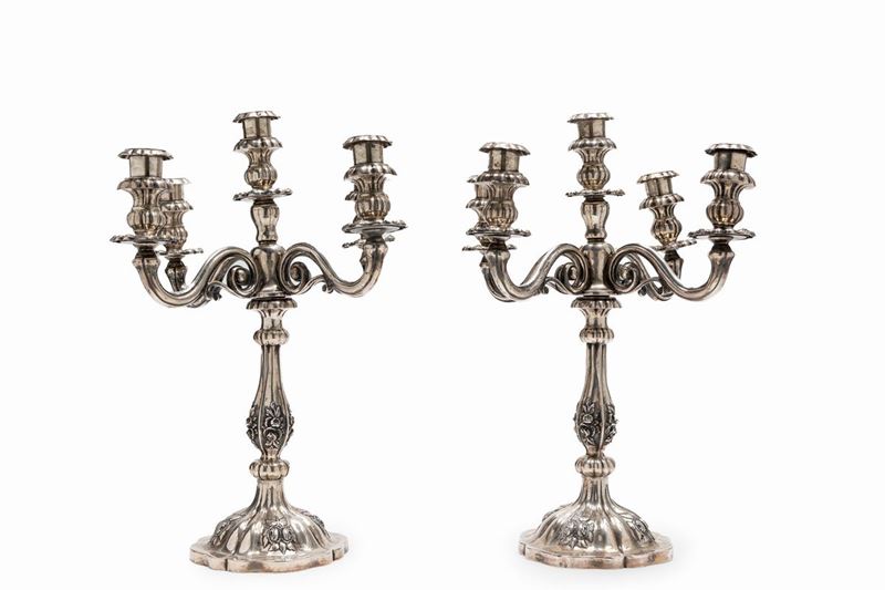 Modern Breathtaking Sterling Silver Candelabra with Gold Brass