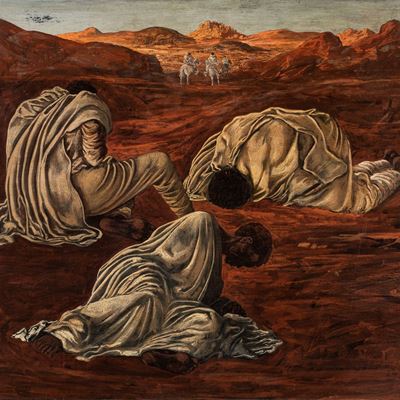Eccidio, olio su tavola, 1949