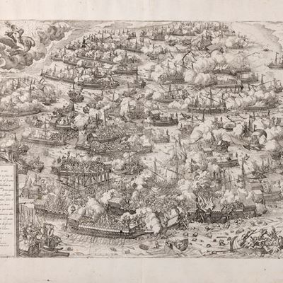 Battaglia di Lepanto, incisione in rame del 1572