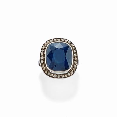 Anello in argento con zaffiro Australia e diamanti
