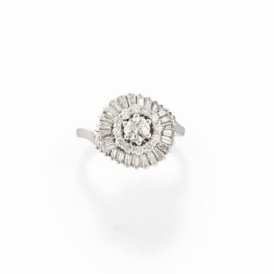 Anello con diamanti, oro bianco 18k