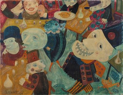 Die Hendlmarie, tecnica mista su masonite