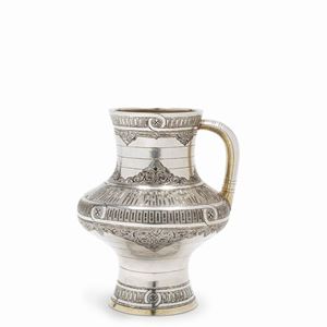 A silver nielloed tankard, Moscow, late 19th Century